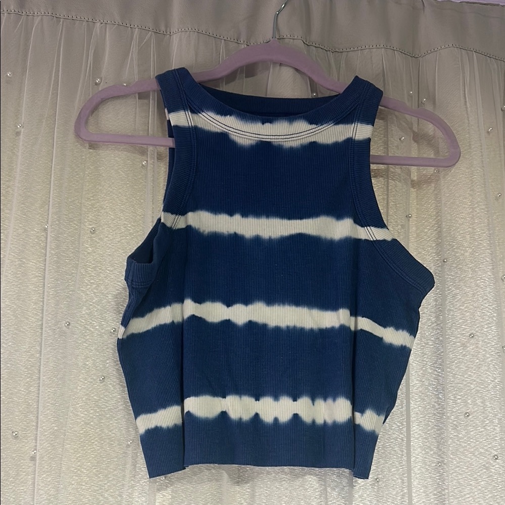 Arizona Jean Company Navy and White Tie-Dye Tank Top